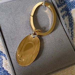 Patterned Gold Electroplate Keyring Oval Tag